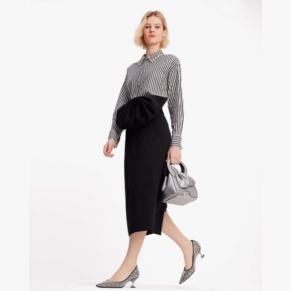 NWT Kate Spade Acrobat Stripe Black and White Embellished Shirt Size XXL - Picture 2 of 16